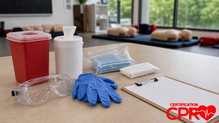 Bloodborne pathogens training supplies for CPR certification classes in Baltimore.