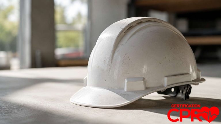 Construction helmet for CPR certification training in Baltimore.