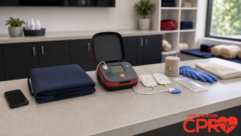 AED trainer and CPR classroom supplies for learning the Chain of Survival in Baltimore.